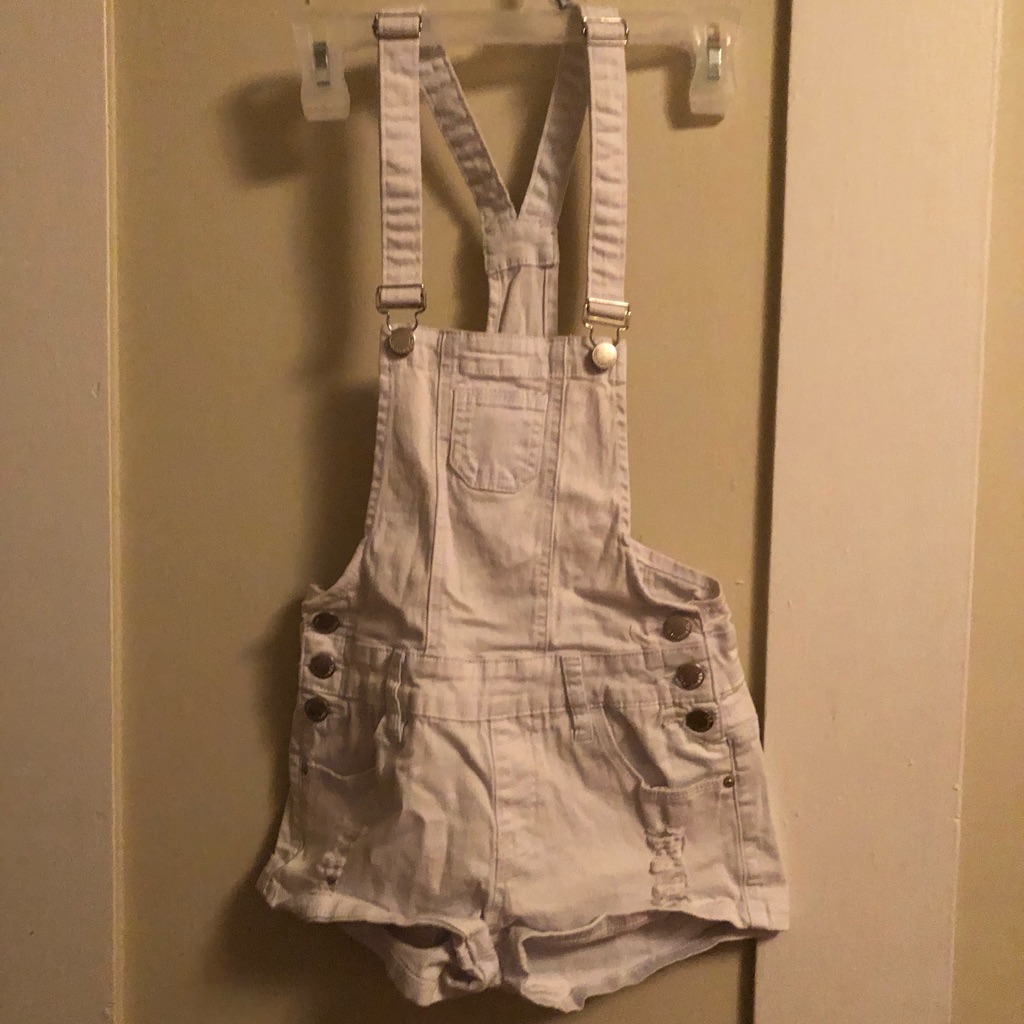 White Overall Cuffed Shorts